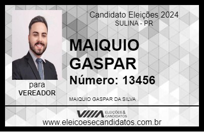 Candidato MAIQUIO GASPAR 2024 - SULINA - Eleições