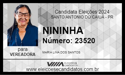 Candidato NININHA 2024 - SANTO ANTONIO DO CAIUÁ - Eleições