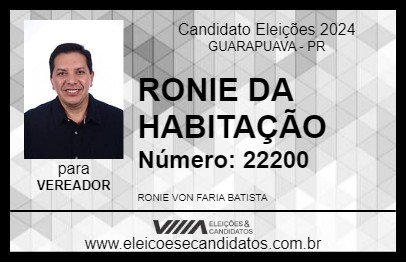 Candidato RONIE DA HABITAÇÃO 2024 - GUARAPUAVA - Eleições