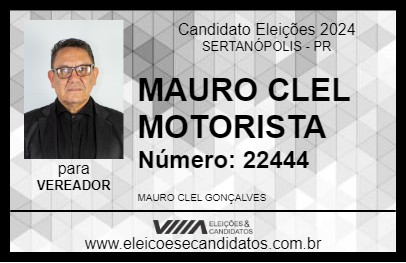 Candidato MAURO CLEL MOTORISTA 2024 - SERTANÓPOLIS - Eleições