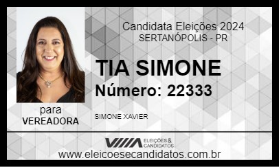 Candidato TIA SIMONE 2024 - SERTANÓPOLIS - Eleições