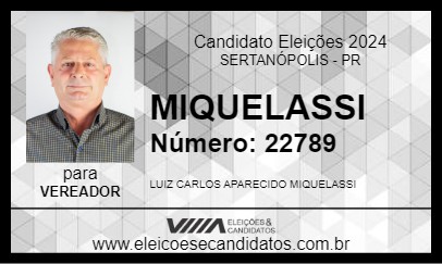 Candidato MIQUELASSI 2024 - SERTANÓPOLIS - Eleições