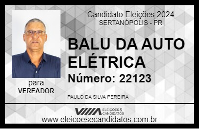 Candidato BALU DA AUTO ELÉTRICA 2024 - SERTANÓPOLIS - Eleições