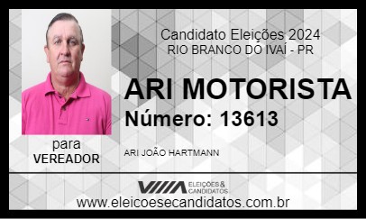 Candidato ARI MOTORISTA 2024 - RIO BRANCO DO IVAÍ - Eleições