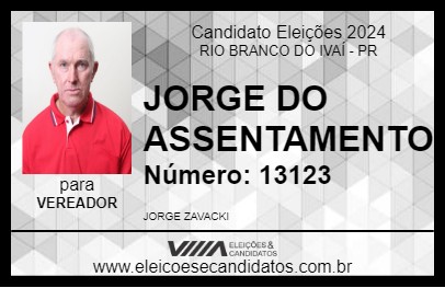 Candidato JORGE DO ASSENTAMENTO 2024 - RIO BRANCO DO IVAÍ - Eleições