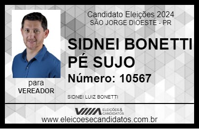 Candidato SIDNEI BONETTI PÉ SUJO 2024 - SÃO JORGE D\OESTE - Eleições