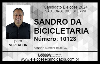 Candidato SANDRO DA BICICLETARIA 2024 - SÃO JORGE D\OESTE - Eleições