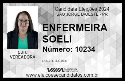 Candidato ENFERMEIRA SOELI 2024 - SÃO JORGE D\OESTE - Eleições