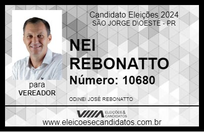 Candidato NEI REBONATTO 2024 - SÃO JORGE D\OESTE - Eleições