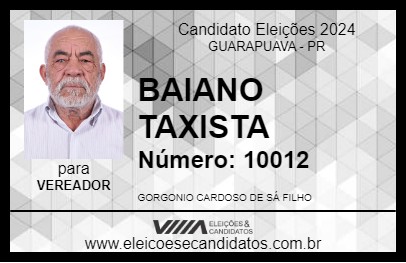 Candidato BAIANO TAXISTA 2024 - GUARAPUAVA - Eleições