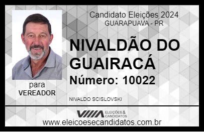 Candidato NIVALDÃO DO GUAIRACÁ 2024 - GUARAPUAVA - Eleições