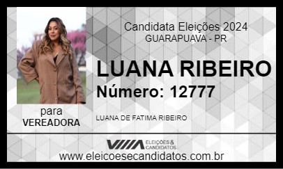 Candidato LUANA RIBEIRO 2024 - GUARAPUAVA - Eleições