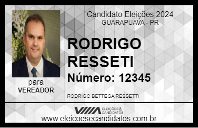 Candidato RODRIGO RESSETI 2024 - GUARAPUAVA - Eleições