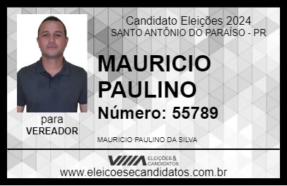 Candidato MAURICIO PAULINO 2024 - SANTO ANTÔNIO DO PARAÍSO - Eleições