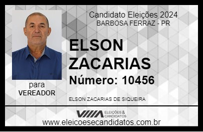 Candidato ELSON ZACARIAS 2024 - BARBOSA FERRAZ - Eleições