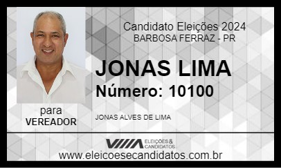 Candidato JONAS LIMA 2024 - BARBOSA FERRAZ - Eleições