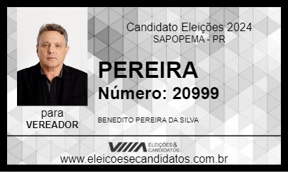 Candidato PEREIRA 2024 - SAPOPEMA - Eleições