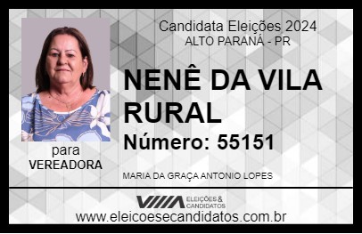 Candidato NENÊ DA VILA RURAL 2024 - ALTO PARANÁ - Eleições