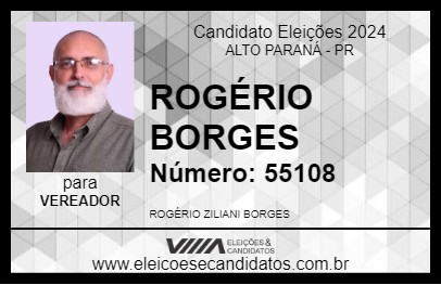 Candidato ROGÉRIO BORGES 2024 - ALTO PARANÁ - Eleições