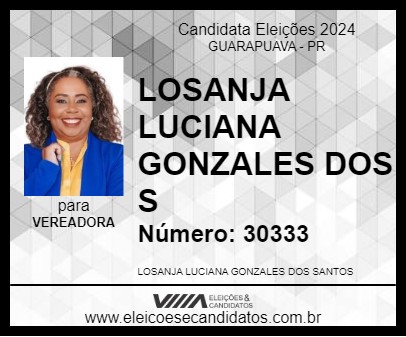 Candidato LOSANJA LUCIANA GONZALES DOS S 2024 - GUARAPUAVA - Eleições