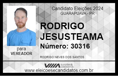 Candidato RODRIGO JESUSTEAMA 2024 - GUARAPUAVA - Eleições