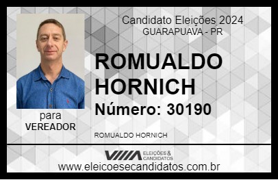 Candidato ROMUALDO HORNICH 2024 - GUARAPUAVA - Eleições