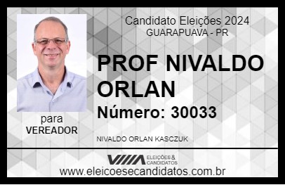 Candidato PROF NIVALDO ORLAN 2024 - GUARAPUAVA - Eleições