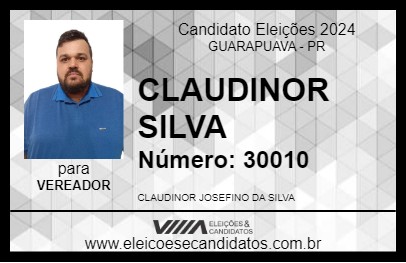 Candidato CLAUDINOR SILVA 2024 - GUARAPUAVA - Eleições