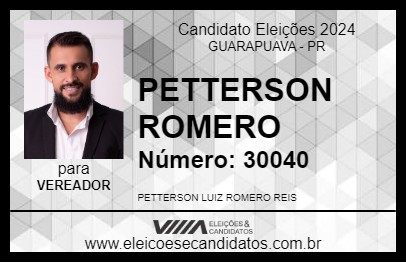 Candidato PETTERSON ROMERO 2024 - GUARAPUAVA - Eleições