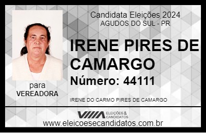 Candidato IRENE PIRES DE CAMARGO 2024 - AGUDOS DO SUL - Eleições