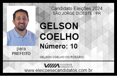 Candidato GELSON COELHO 2024 - SÃO JORGE D\OESTE - Eleições