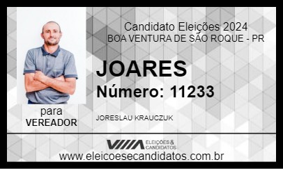 Candidato JOARES 2024 - BOA VENTURA DE SÃO ROQUE - Eleições