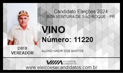 Candidato VINO 2024 - BOA VENTURA DE SÃO ROQUE - Eleições