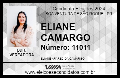 Candidato ELIANE CAMARGO 2024 - BOA VENTURA DE SÃO ROQUE - Eleições