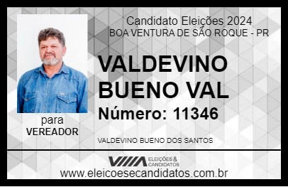 Candidato VALDEVINO BUENO VAL 2024 - BOA VENTURA DE SÃO ROQUE - Eleições