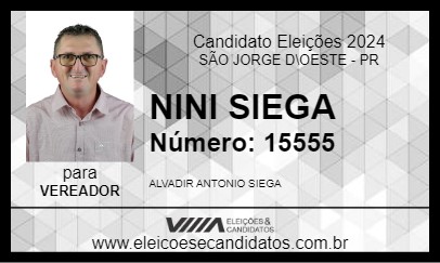 Candidato NINI SIEGA 2024 - SÃO JORGE D\OESTE - Eleições