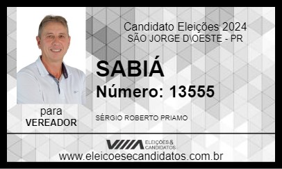 Candidato SABIÁ 2024 - SÃO JORGE D\OESTE - Eleições