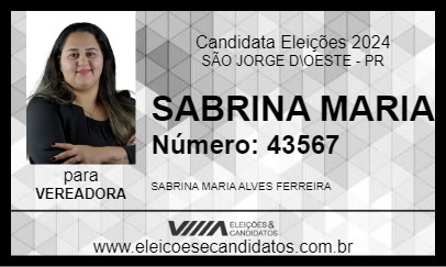 Candidato SABRINA MARIA 2024 - SÃO JORGE D\OESTE - Eleições