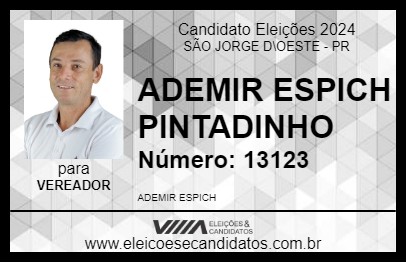 Candidato ADEMIR ESPICH PINTADINHO 2024 - SÃO JORGE D\OESTE - Eleições