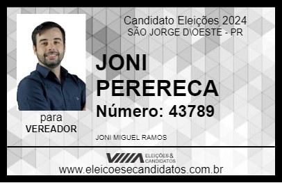 Candidato JONI PERERECA 2024 - SÃO JORGE D\OESTE - Eleições