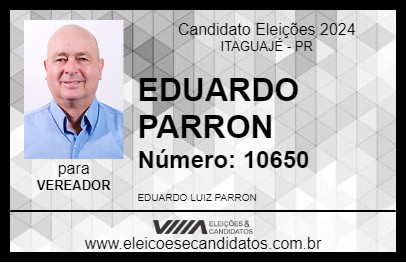 Candidato EDUARDO PARRON 2024 - ITAGUAJÉ - Eleições