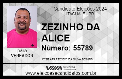 Candidato ZEZINHO DA ALICE 2024 - ITAGUAJÉ - Eleições