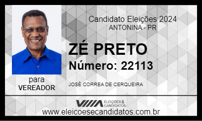 Candidato ZÉ PRETO 2024 - ANTONINA - Eleições