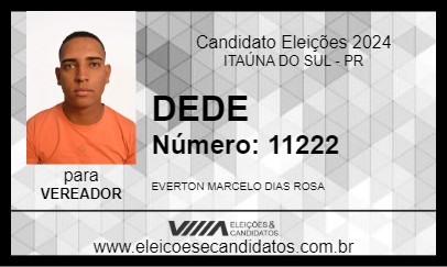 Candidato DEDE 2024 - ITAÚNA DO SUL - Eleições