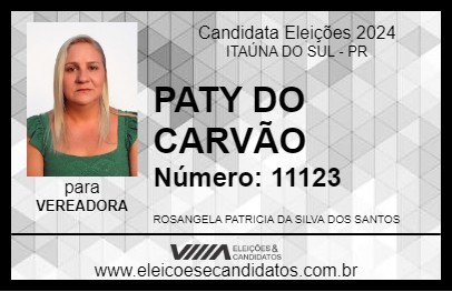 Candidato PATY DO CARVÃO 2024 - ITAÚNA DO SUL - Eleições