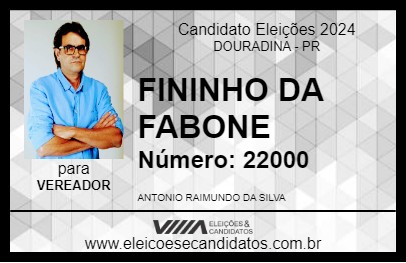 Candidato FININHO DA FABONE 2024 - DOURADINA - Eleições