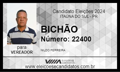 Candidato BICHÃO 2024 - ITAÚNA DO SUL - Eleições