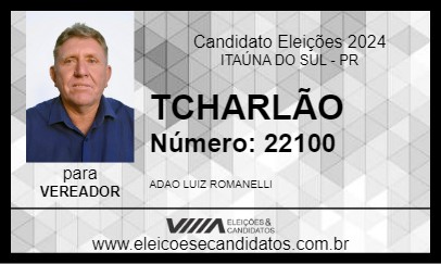 Candidato TCHARLÃO 2024 - ITAÚNA DO SUL - Eleições