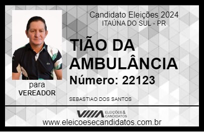 Candidato TIÃO MOTORISTA 2024 - ITAÚNA DO SUL - Eleições