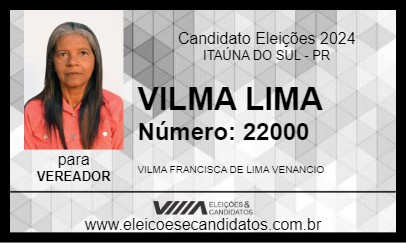 Candidato VILMA LIMA 2024 - ITAÚNA DO SUL - Eleições